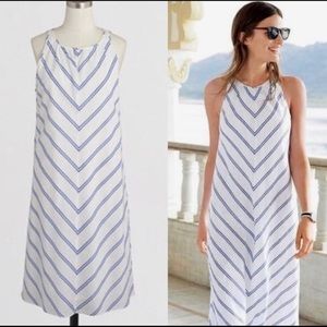 Linen-blend blue and white J.Crew dress